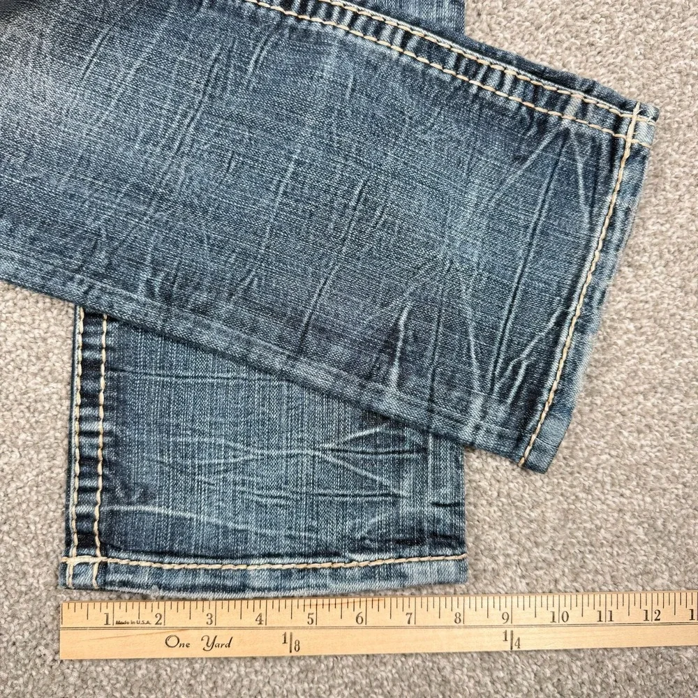 Rock Revival Tarmon Straight Jeans Mens 32x32 Medium Wash Distressed Denim